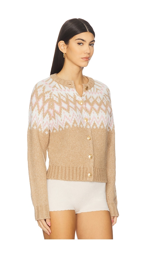 525 America Paris Fairisle Button Front Cardigan In Brown