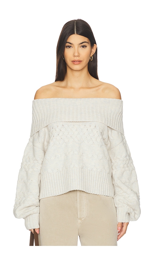 525 America Maureen Mixed Cable Cowl Neck Pullover