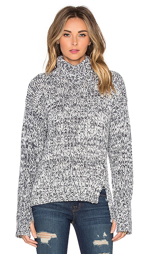 Printed Tape Yarn Turtleneck Sweater
