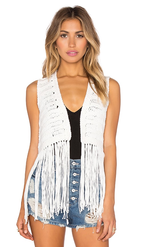 white fringed vest