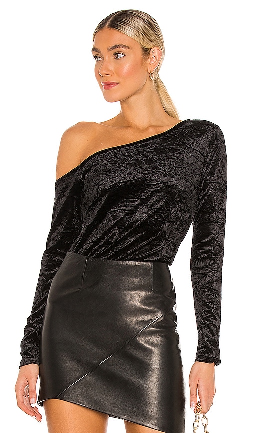 black asymmetric one shoulder top