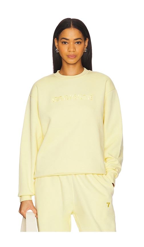 Organic Fitted Crewneck Sweatshirt in Lemon. - size XS (also in L, M, S, XL)