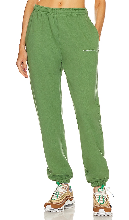 7 Days Active Organic Fitted Sweat Trousers In Green