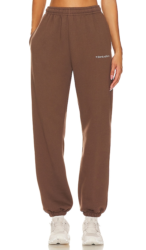 7 Days Active Organic Cotton Fitted Sweatpants In Brown