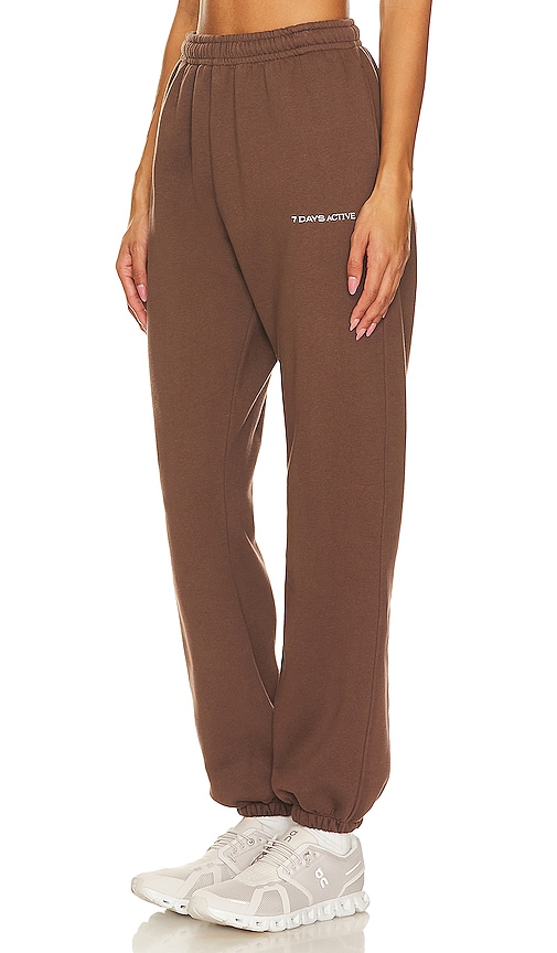 Shop 7 Days Active Organic Fitted Sweat Pants In Brown