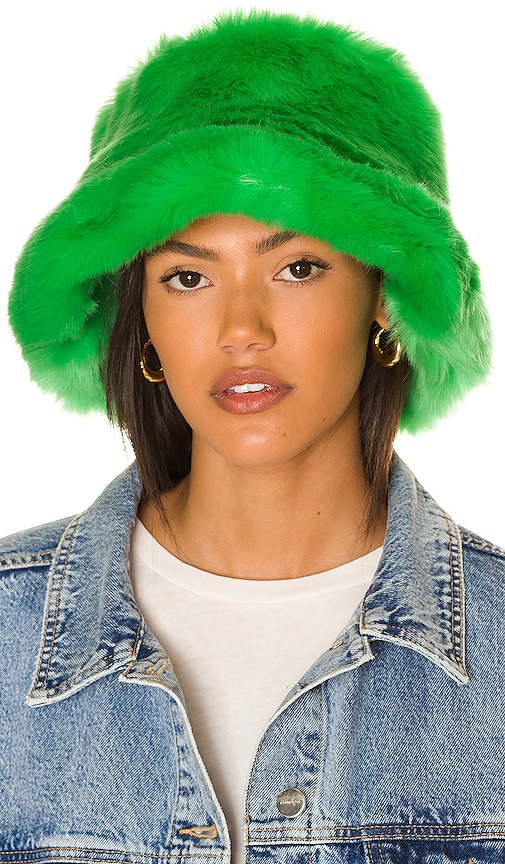 COLLUSION Unisex fluffy bucket hat in pastel green