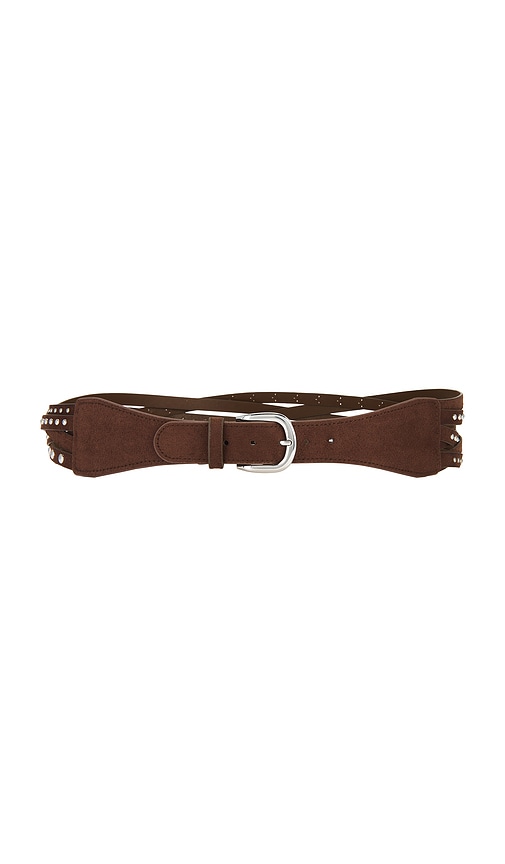 Suedette Studded Belt in Brown.