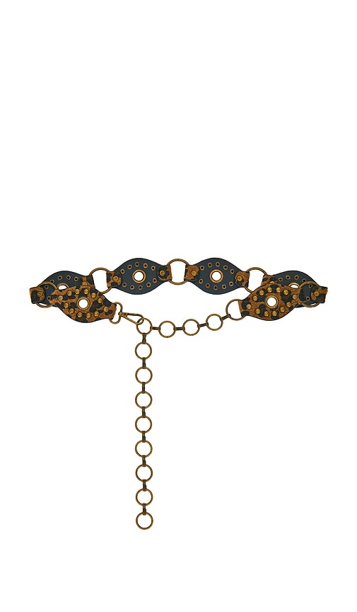 Leopard Ponyhair Waist Belt With Brass Studs