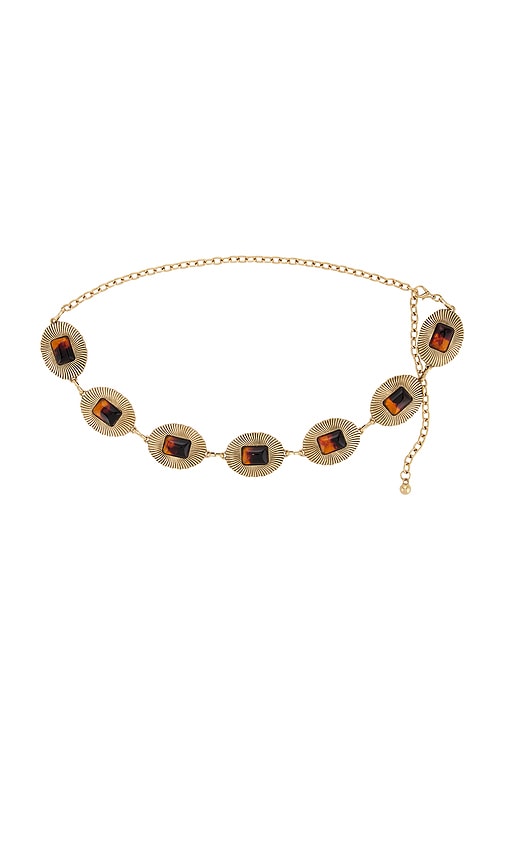 Gold Chain With Amber Stone Details Belt