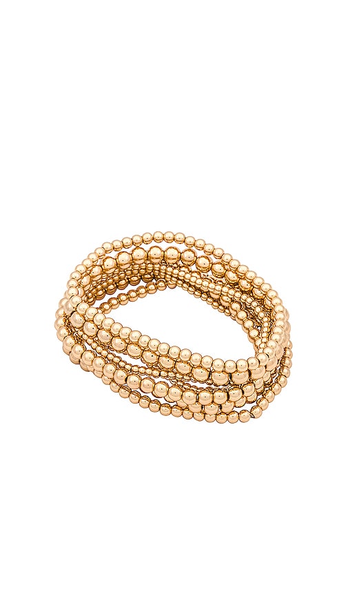 Shop 8 Other Reasons Bubble Bangle Set In Metallic Gold