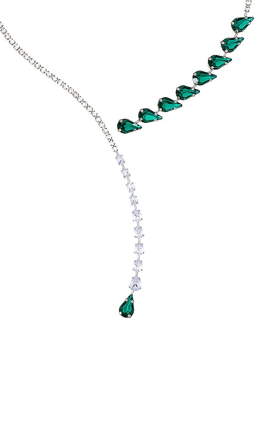 Shop 8 Other Reasons Emerald Drops Necklace In Metallic Silver