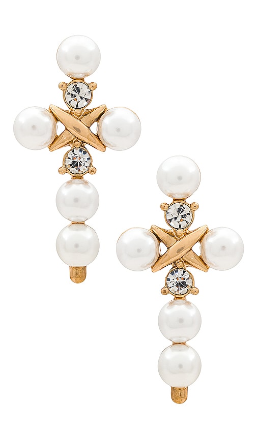 Cross Earring in Metallic Gold.