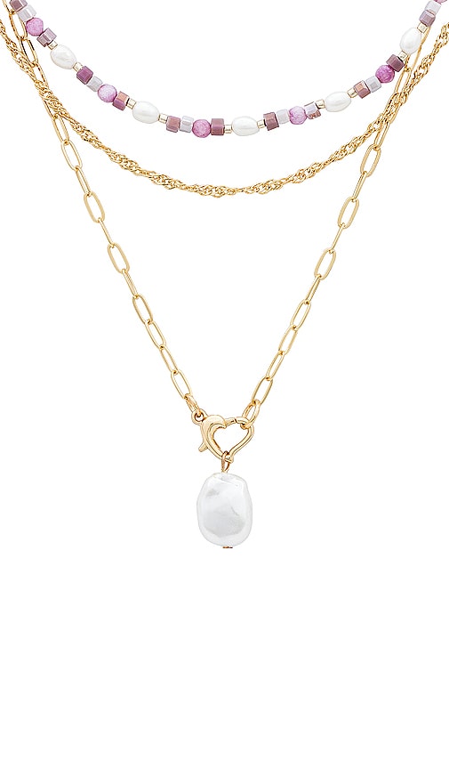 Shop 8 Other Reasons Pearl Layered Necklace In Metallic Gold
