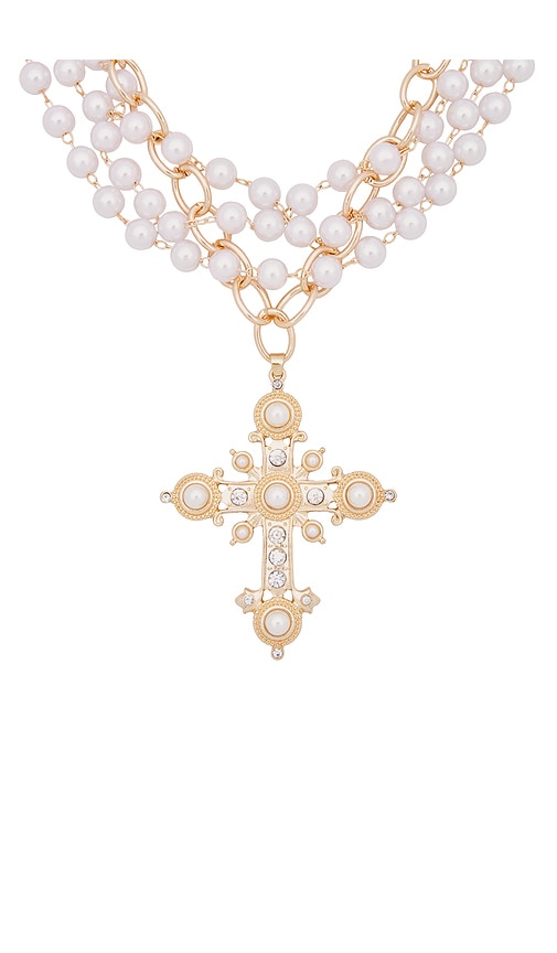 Shop 8 Other Reasons Cross Pearl Necklace In Gold