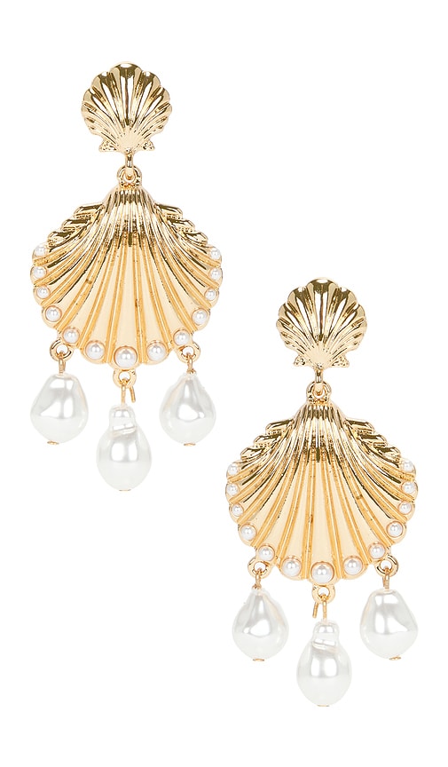 Shop 8 Other Reasons Pearl Shell Earrings In Metallic Gold