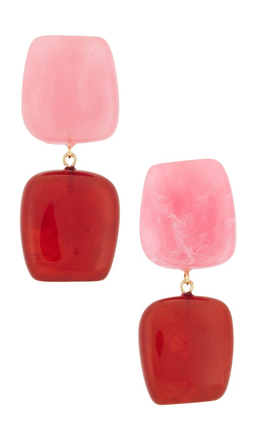 8 Other Reasons Color Blocked Shaped Drop Earrings in Burgundy.
