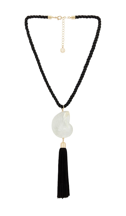 Bold Shell Pendant And Long Tassel Accent Statement Necklace