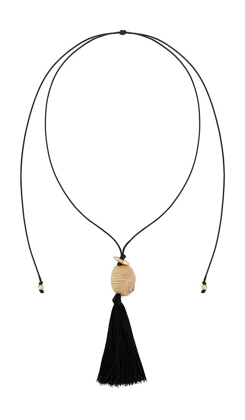 Bold Shell Pendant And Long Tassel Accent Statement Necklace