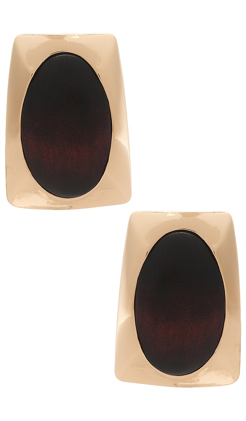 Rich Brown Center Dramed By Sleek Gold-tone Metal Earrings by 8 Other Reasons in Gold Brown