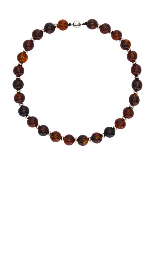 Amber-toned Faceted Beads Necklace by 8 Other Reasons in Brown Silver