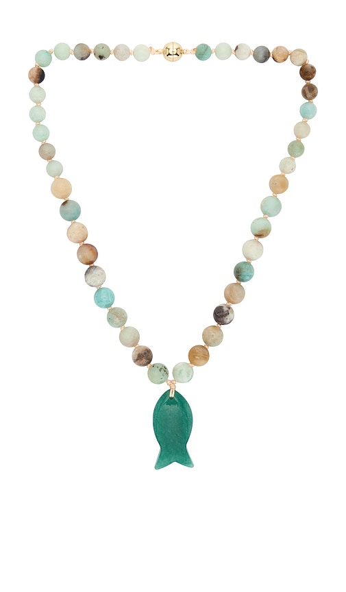 Beaded Fish Pendant Necklace by 8 Other Reasons in Multi Green