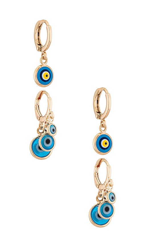 8 Other Reasons Evil Eye Combo Mini Hoop Earrings In Blue