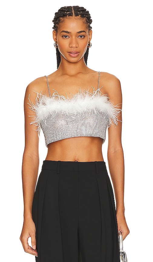 8 Other Reasons Rhinestone & Feather Top In Metallic Silver
