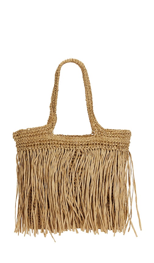 Woven Straw Fringe Tote Bag