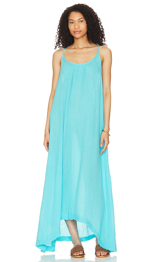 9 Seed Tulum Low Back Maxi Dress In Teal