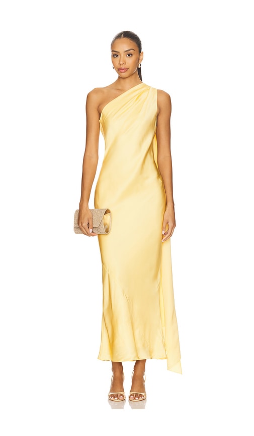 One Shoulder Dress With Cape in Yellow. - size 4 (also in 0, 2, 8)