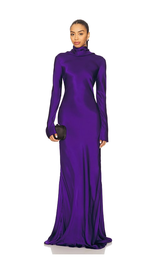 Alejandra Alonso Rojas Maxi Cowl Back Dress In Purple