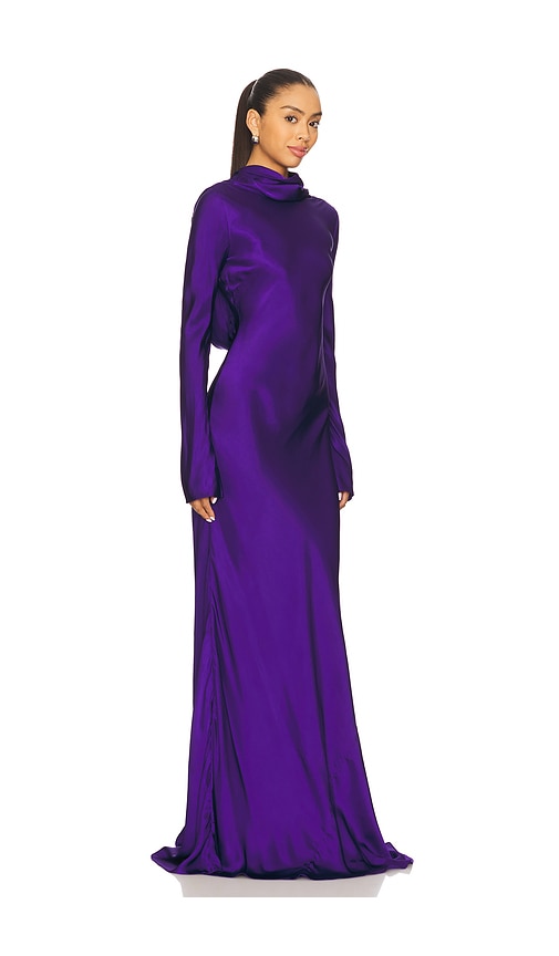 Alejandra Alonso Rojas Maxi Cowl Back Dress In Purple