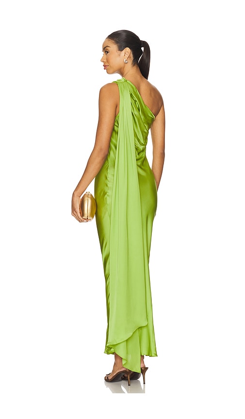 Alejandra Alonso Rojas X Revolve One Shoulder Dress With Cape In Green