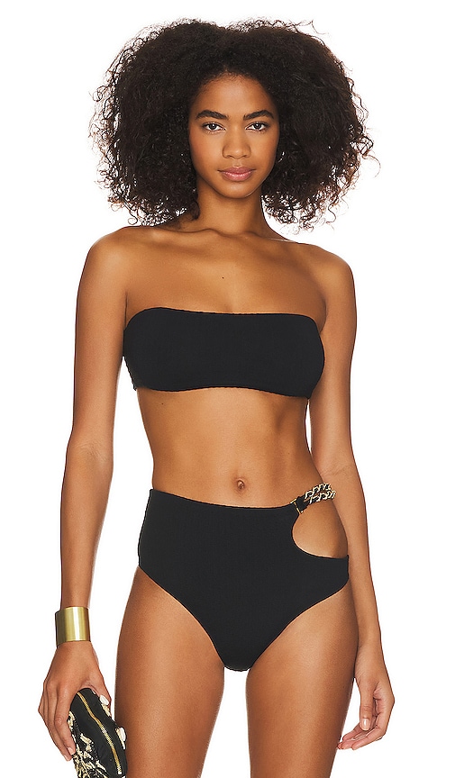 Shop Aquamanile Lady's Slipper Bikini Top In Black