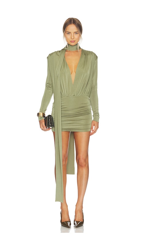Mini Long Sleeve Dress in Army. - size 40/8 (also in 34/2, 36/4, 38/6)