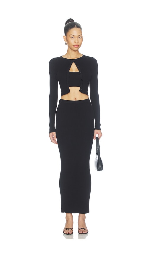 All The Ways Jude Knit Maxi Skirt Set In Black