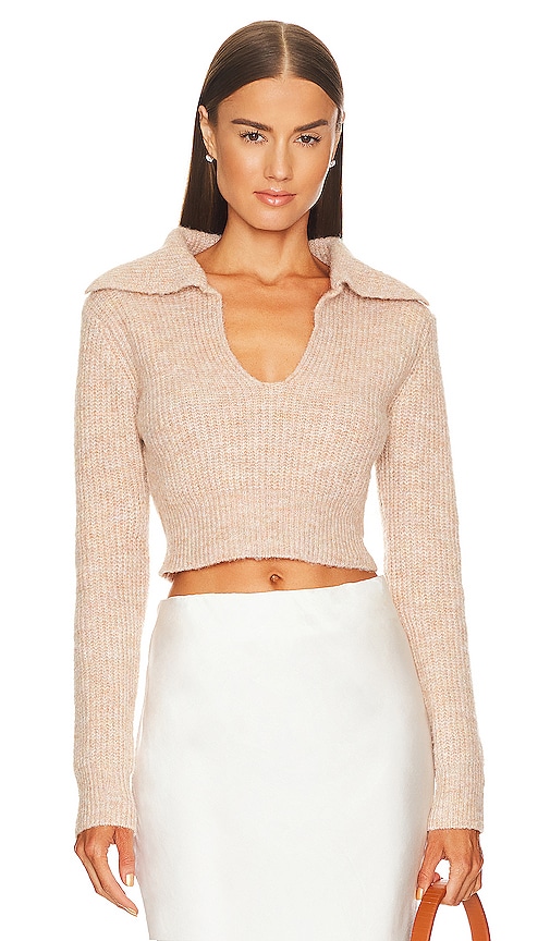 ALL THE WAYS x Marianna Hewitt Carly Deep V Sweater in Nude