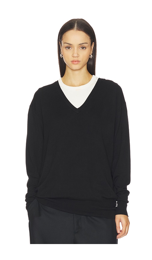 ALL THE WAYS Astoria V Neck Sweater in Black