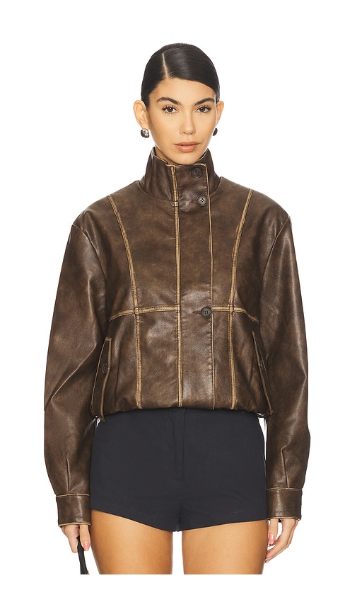 All The Ways Bella Faux Leather Bomber In Brown