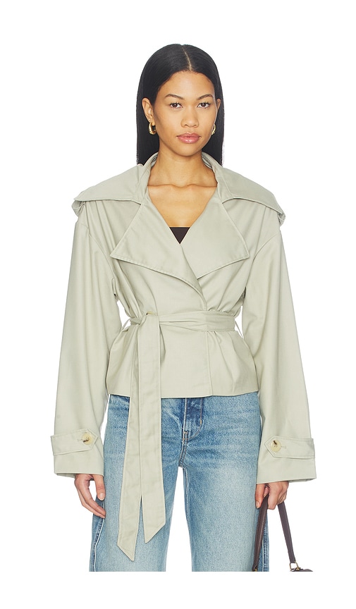 ALL THE WAYS Teyana Cropped Trench in Olive. - size L (also in M, S, XL, XS, XXS)