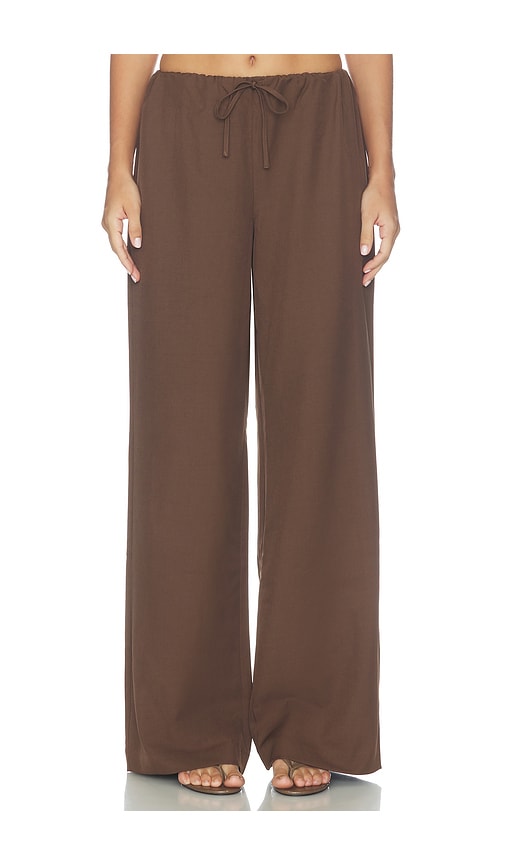 ALL THE WAYS Louisa Drawstring Pant in Brown. - size L (also in M, S, XL, XS, XXS)