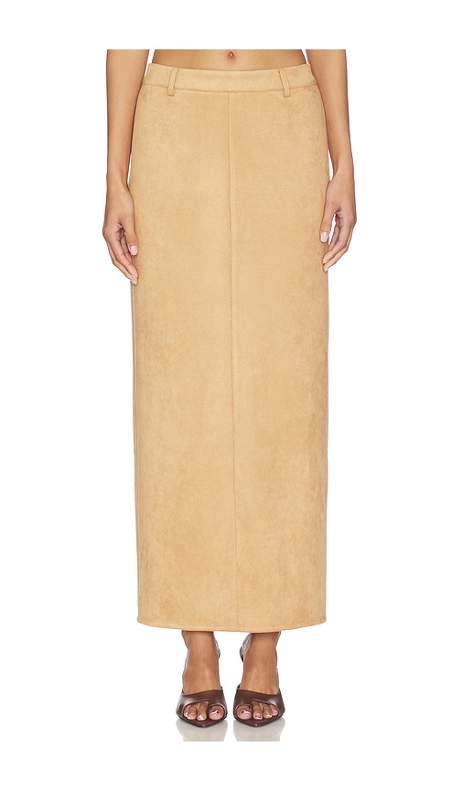 Bailey Faux Suede Skirt in Beige. - size XS (also in S, M, L, XL)