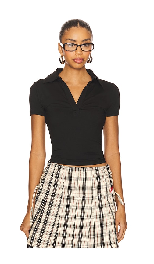 Terri Polo Top in Black. - size XS (also in L, M, S, XL, XXS)