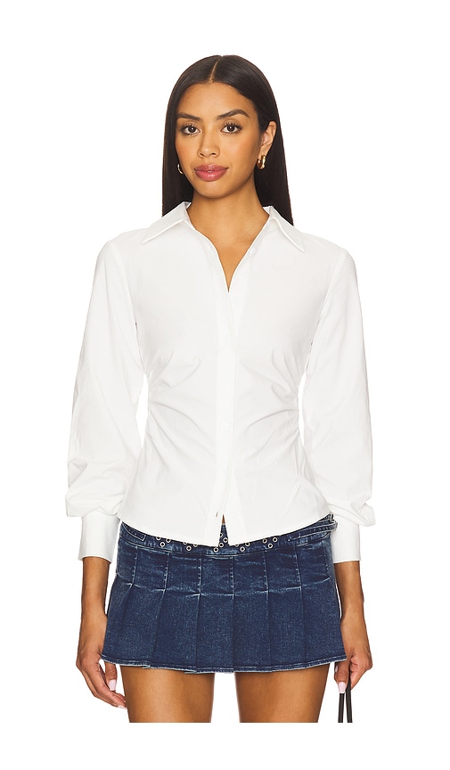 Millie Button Up Top in White. - size XS (also in L, M, S, XL, XXS)