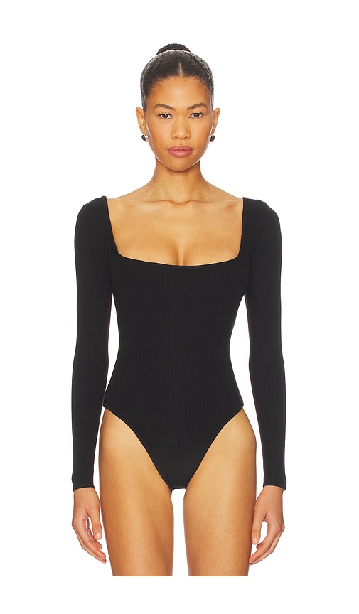 All The Ways Amalia Square Neck Bodysuit In Black
