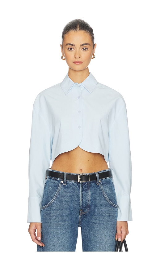 ALL THE WAYS Tara Button Up Top in Baby Blue. - size XS (also in XXS, S, M, L, XL)