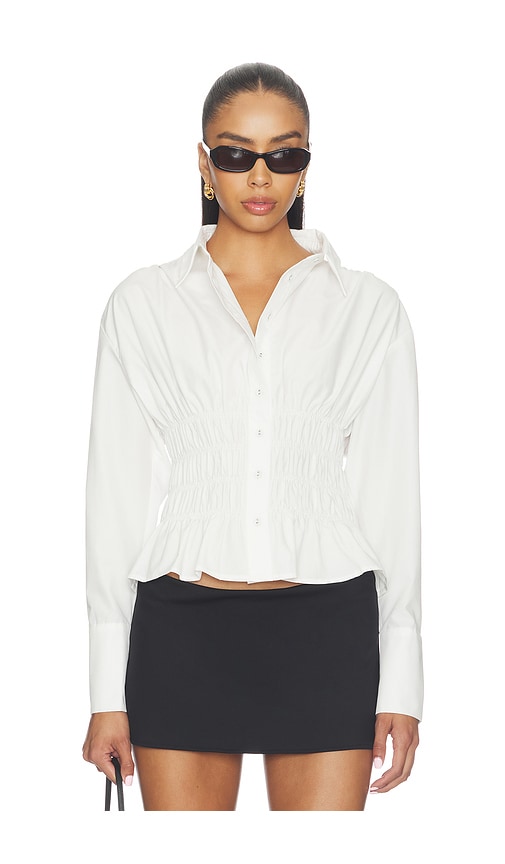ALL THE WAYS Tiffani Button Up Top in White. - size L (also in M, S, XL, XS)