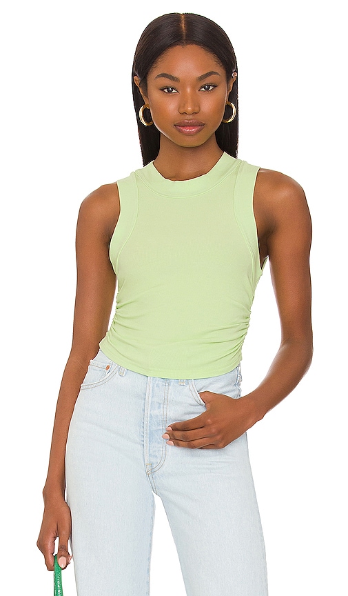 All The Ways Leah Ruched Rib Tank In Green Modesens 4123