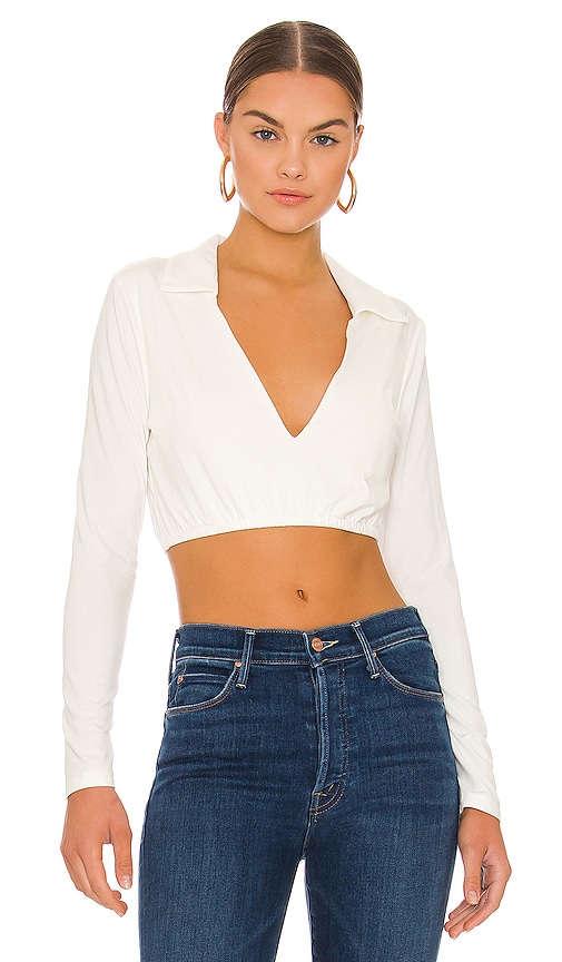 ALL THE WAYS Luisa Collar Crop Top in White
