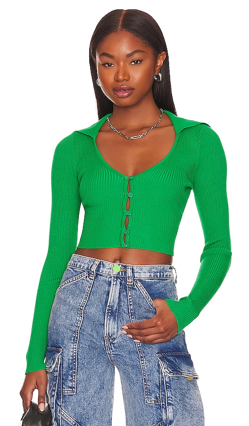 ALL THE WAYS Clarissa Deep V Top in Green